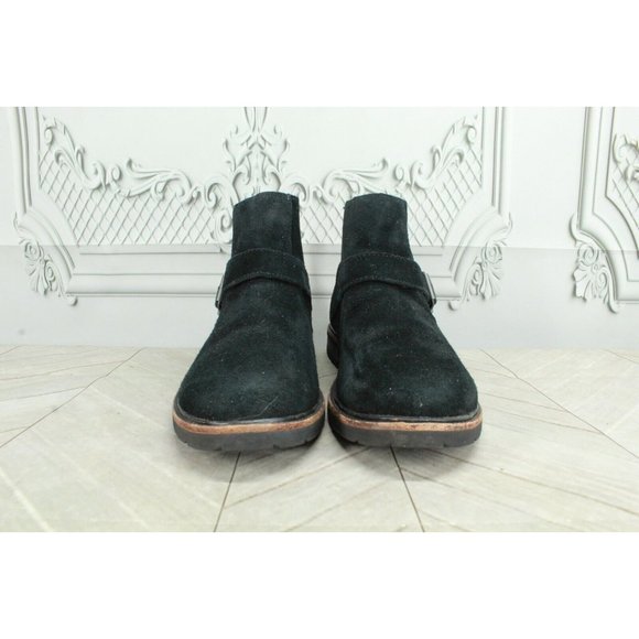 LL Bean Black Suede Slip On Buckled Chelsea Ankle Booties Size 9.5 M - Picture 4 of 8